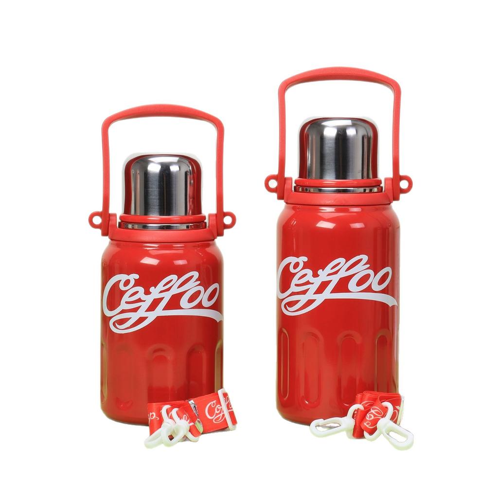Water Bottle Portable Cola Pot 101 Stainless Steel Thermos Cup Large Capacity Sports Kettle with Rope Bouncing Pot