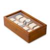 Woodten Massivholz-Uhrenbox mit Glas Premium-Uhren-Display-Organizer mit herausnehmbarem Kissen für Herren 10-Schlitz-Deckel, (Cremeweiß)