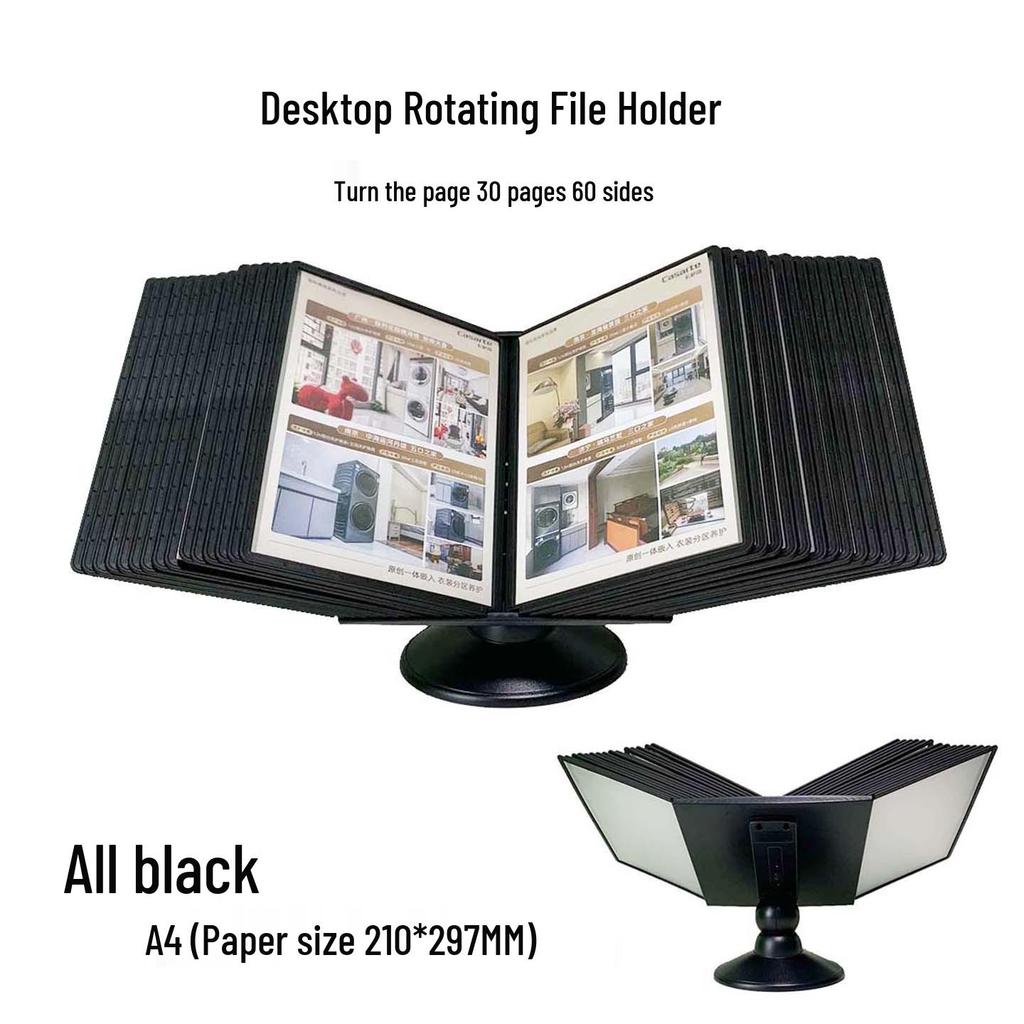2026 A4 Horizontal Rotating File Holder: Desktop Document Rack & Flip Folder