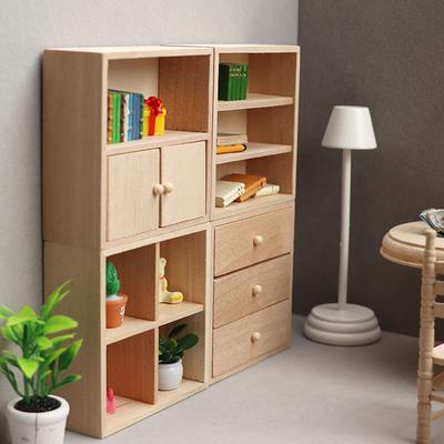 Realistic Wood Shelf Realistic Pretend Play Display Cabinet Model Toy Vintage Display Shelf 1:12 Doll House