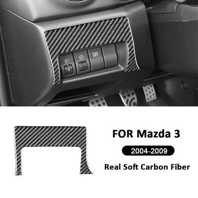 Para Mazda 3 2004-2009 Accesorios Fibra de Carbono Panel de Botones de Control de Faros Delanteros del Coche Cubierta de Moldura Pegatina Decorativa