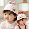 Cute Cherry Print Baby Girl Bucket Hat Sweet Bowknot Infant Toddler Princess Fisherman Hats  Outdoor Sunscreen Basin Cap
