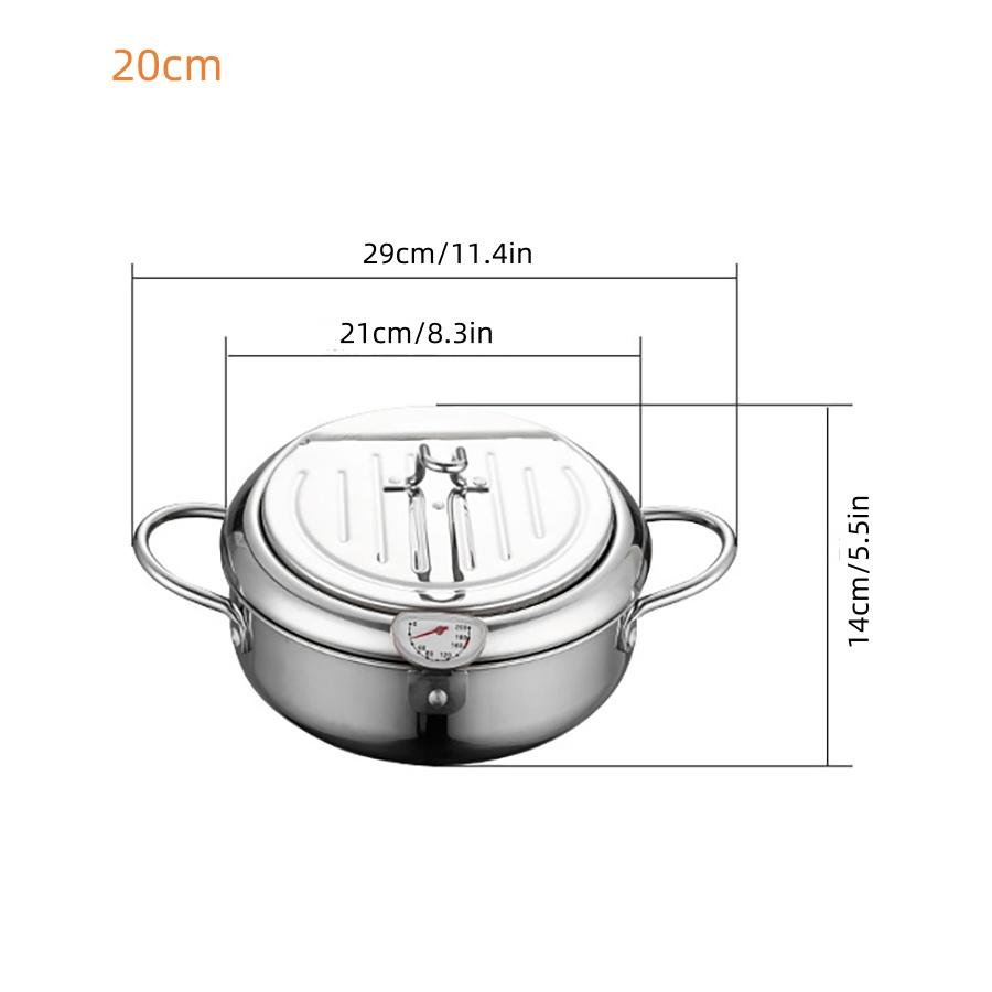 

Deep Fryer Pot Janpanese Style Tempura Frying Pot with Lid 304Stainless Steel with Temperature Control and Oil Drip Drainer Rack