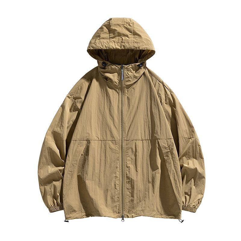 Весна Осень Однотонный Свободный Повседневный На Молнии С Капюшоном Пальто Мужской С Длинным Рукавом Солнцезащитная Куртка Мужской Кардиган Топ S