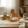 Handmade Rocking Horse Ornaments Retro Style Lifelike Wood Carving Horse Hand Carved Decorative Wooden Horse Figurine Office