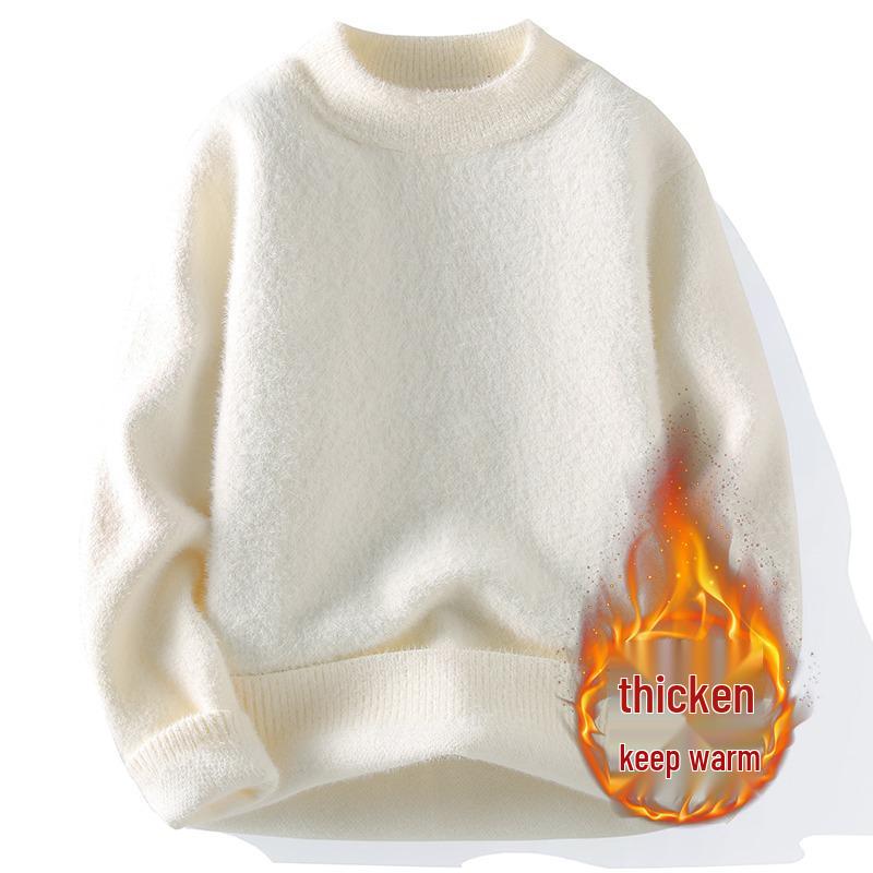 

Men s Multi-color Pullover Knit Sweater - Winter Loose Fit Casual Base Layer Top M брудно-білий