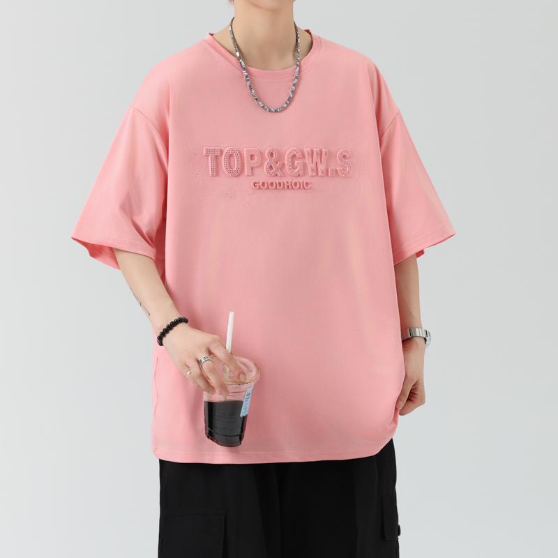 Large Size Round Neck Short-sleeved T-shirt Men's Thin Ice Silk Men's Plus Size Half-sleeved Top