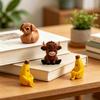 Small Duck Figurine 3D Printed Cute Turtle/Panda/Dog/Banana Duck Statue for Home Office Desk Shelf Decor