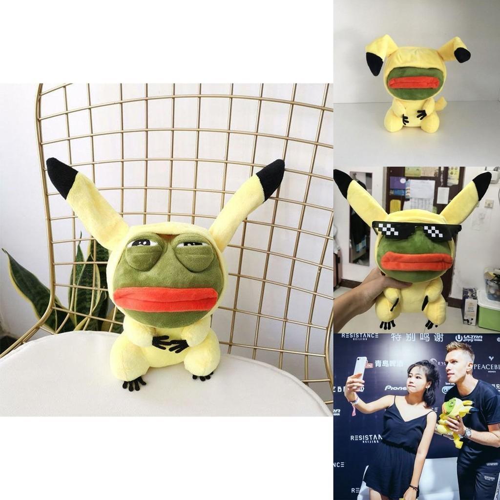 Lovable Pikachu Kawaii Stuffed Toy With Sad Frog Design For Children 15 Inches Plush