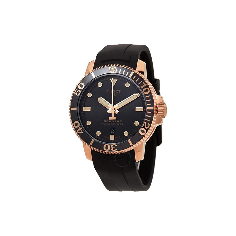 Tissot Zeester Collectie Automatisch Mechanisch Uurwerk Herenhorloges Horloge 43mm Zwarte Wijzerplaat T120.407.37.051.01