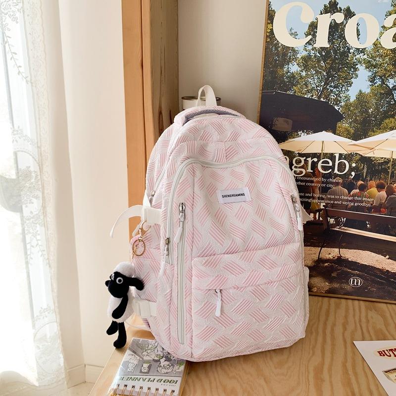 School bag for girls, simple junior high school backpack, fresh forest style for high school students, large-capacity backpack double shoulder bag