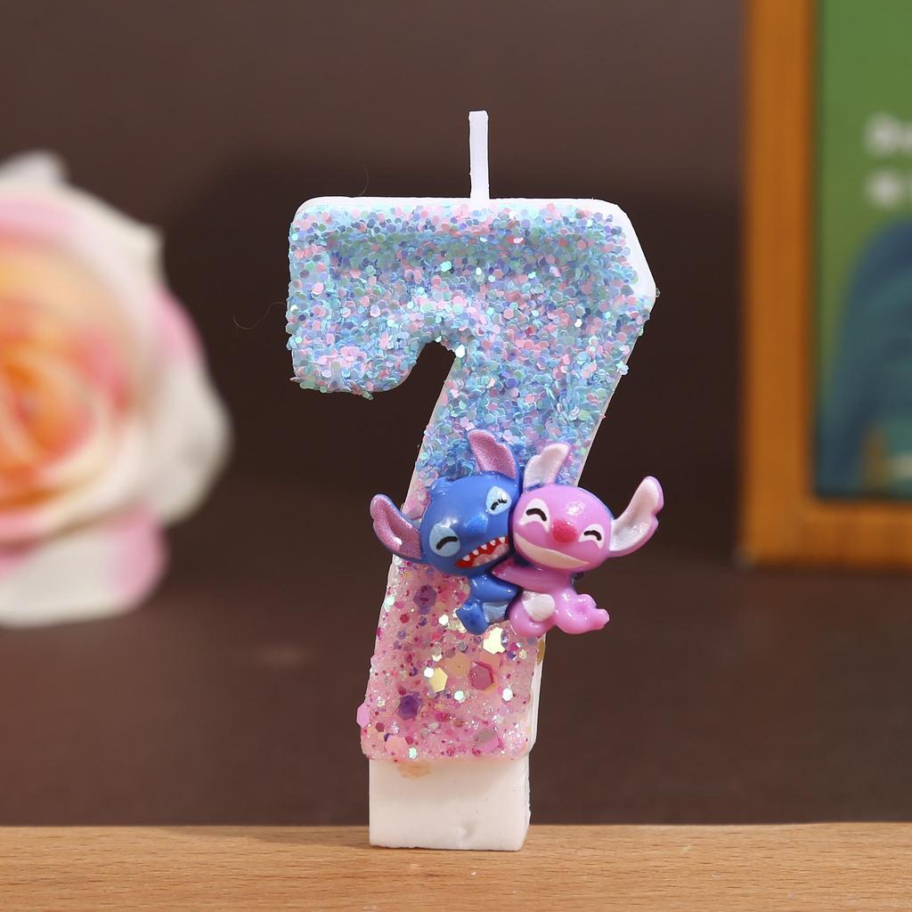 Creative Blue Stitch Digital Birthday Cake Candles - Cute and Festive