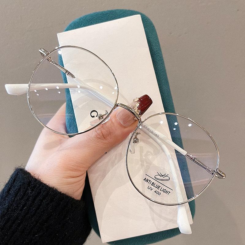 Classic Blue Light Blocking Women Glasses Frame Fashion Round Metal Reading Eyewear Optical Prescription Presbyopia Eyeglasses