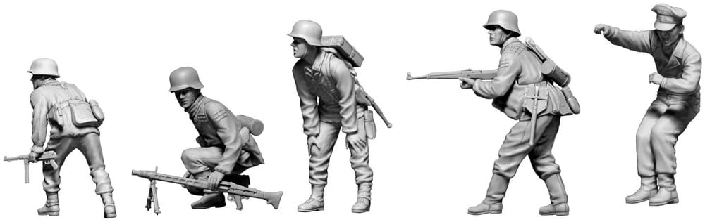 Master Box German Tank Commander 4 Infantrymen Gun Mount is Over Plastic Model MB35218 1/35 + 1944-45 "The There!"