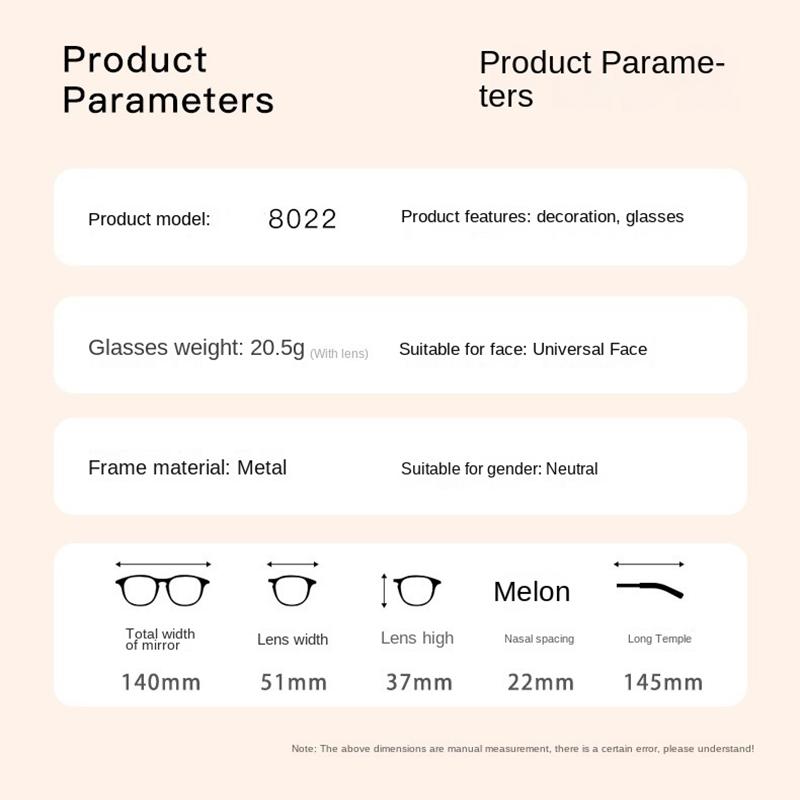 2PCS Vintage Anti-Blue-Light Light Glasses Oval Shaped Metal Frame Designer Style Stylish Year 2000 Style Woman Metal Optical Frames Computer
