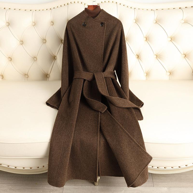 Double-sided wool coat for women's autumn and winter new long slim temperament advanced sense consumption cashmere woolen coat for women