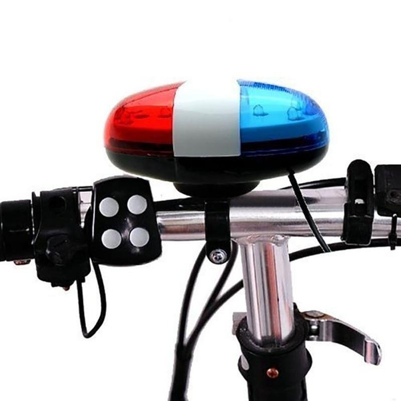 1Pcs Bicycle Bell 6 LED 4 Tone Bicycle Horn Bike Call LED Motorcycle Police Light Electronic Loud Siren Kid Accessories Bike Scooter