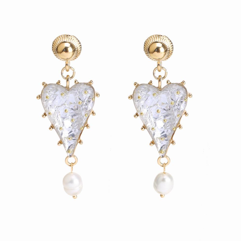 

1 Pair Red Color Love Heart Earrings Heart Shape Baroque Earrings Dangle Earrings Women Jewelry