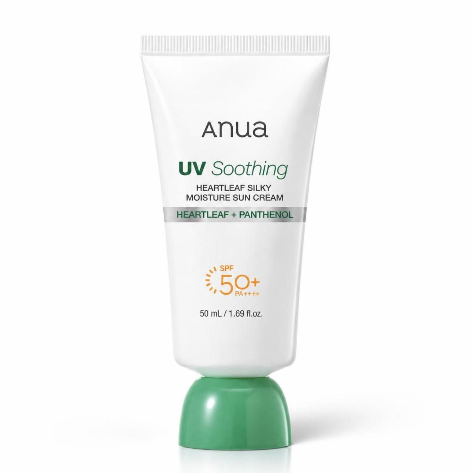 ANUA Heartleaf Silky Moisture Sunscreen SPF50+ PA++++ 50ml Hydrating Sun Cream (Renewed Version)