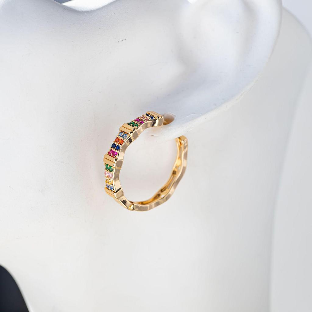 Colored Zirconia Stud Earrings - European & American High-End Ear Jewelry and Ear Cuffs for Women