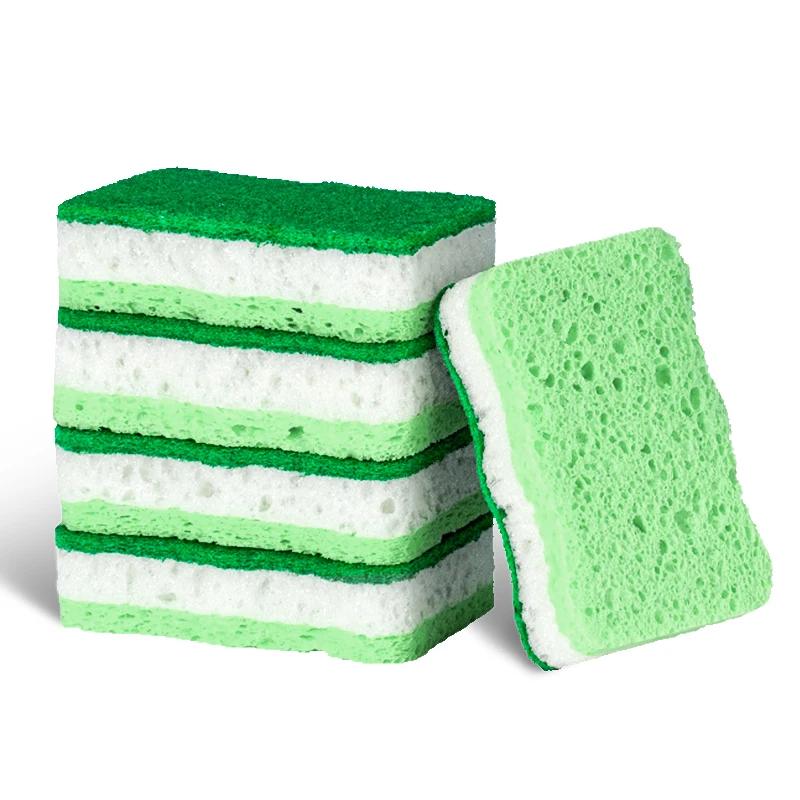Natural Wood Pulp Cotton Sponge Wipe Re-Washable Sponge Household Cleaning Pad Kitchen Cleaning Gadgets Descaling Cleaning Rub