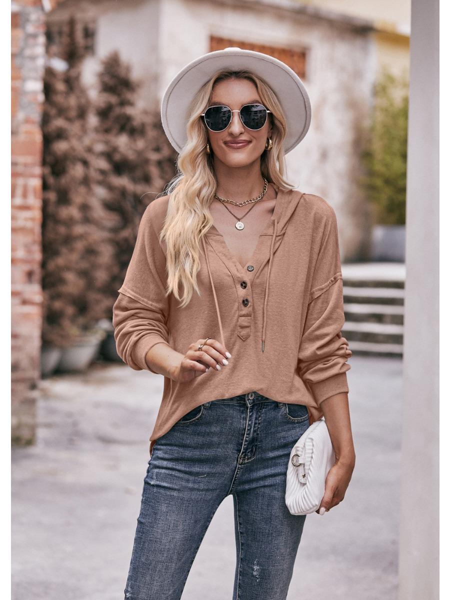 2024 Новые толстовки с капюшоном Осень-Зима Женские модные толстовки с пуговицами — фото 17