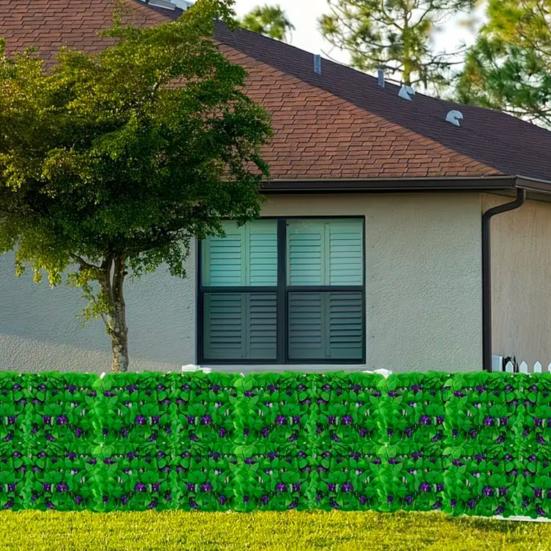 Expandable Artificial Flower Privacy Fence UV Resistant Fake Floral Ivy Screen Wall Panels Indoor Outdoor Garden Faux Greenery Backdrop Decoration