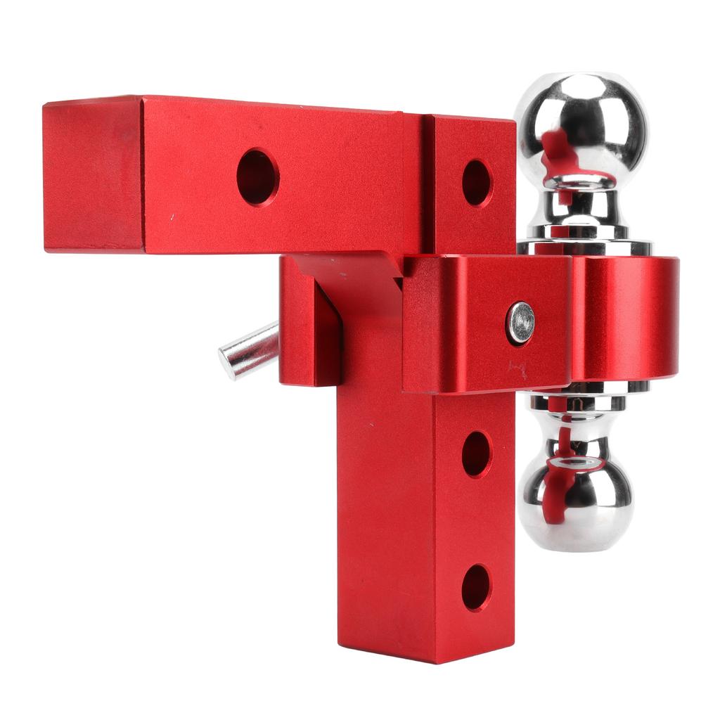Towing Trailer Hitch Mount with Dual Balls Lock Pins 6in Adjustable Drop Aluminum for 2in Receivers Red