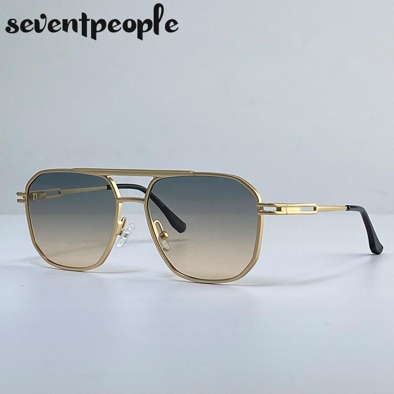 Vintage Steampunk Square Sunglasses Women  Luxury Brand Classic Gold Double Beam Sunglass Retro Driving Shades For Ladies