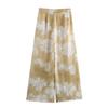 Autumn 2024 Floral Print Satin Shirt and Pants Set for Women - European American Style