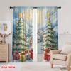 2 Stück, 2D-Flachdruck Vorhang Beliebtes Weihnachtsdorf Schneeszene (3) 100% Polyester (ohne Stange) Heimdeko Ideal für