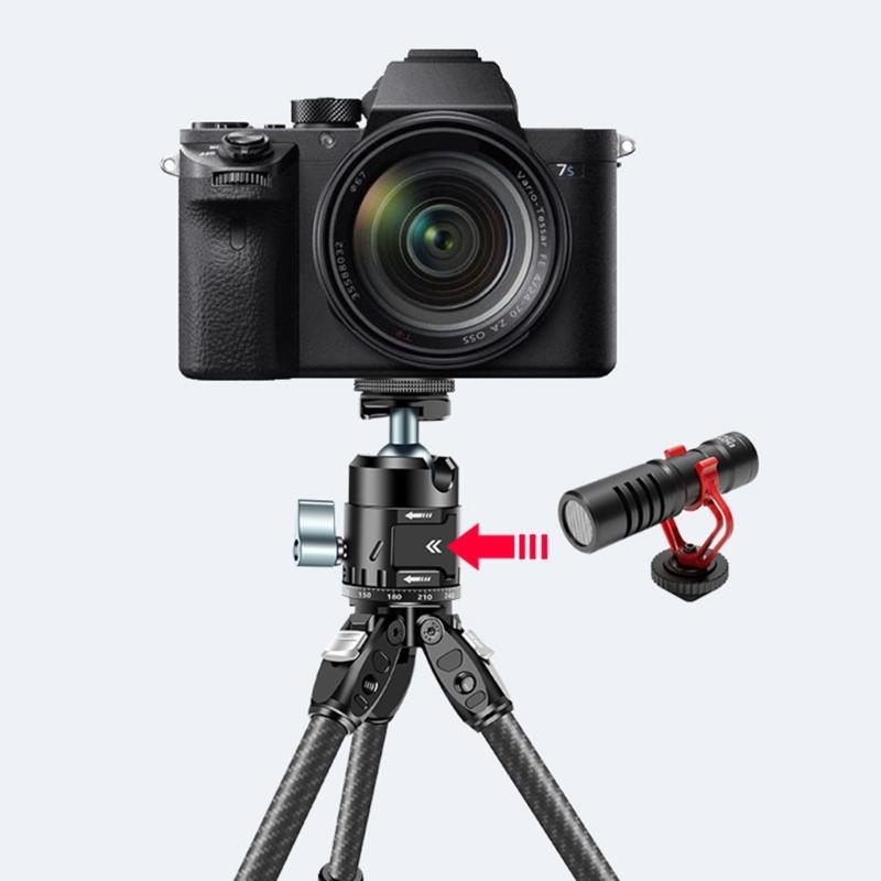 360-Grad-Drehkopf-Stativkopf mit 1/4-Zoll-Blitzschuh-Adapter für Camcorder und Einbeinstative, Lichtstativ