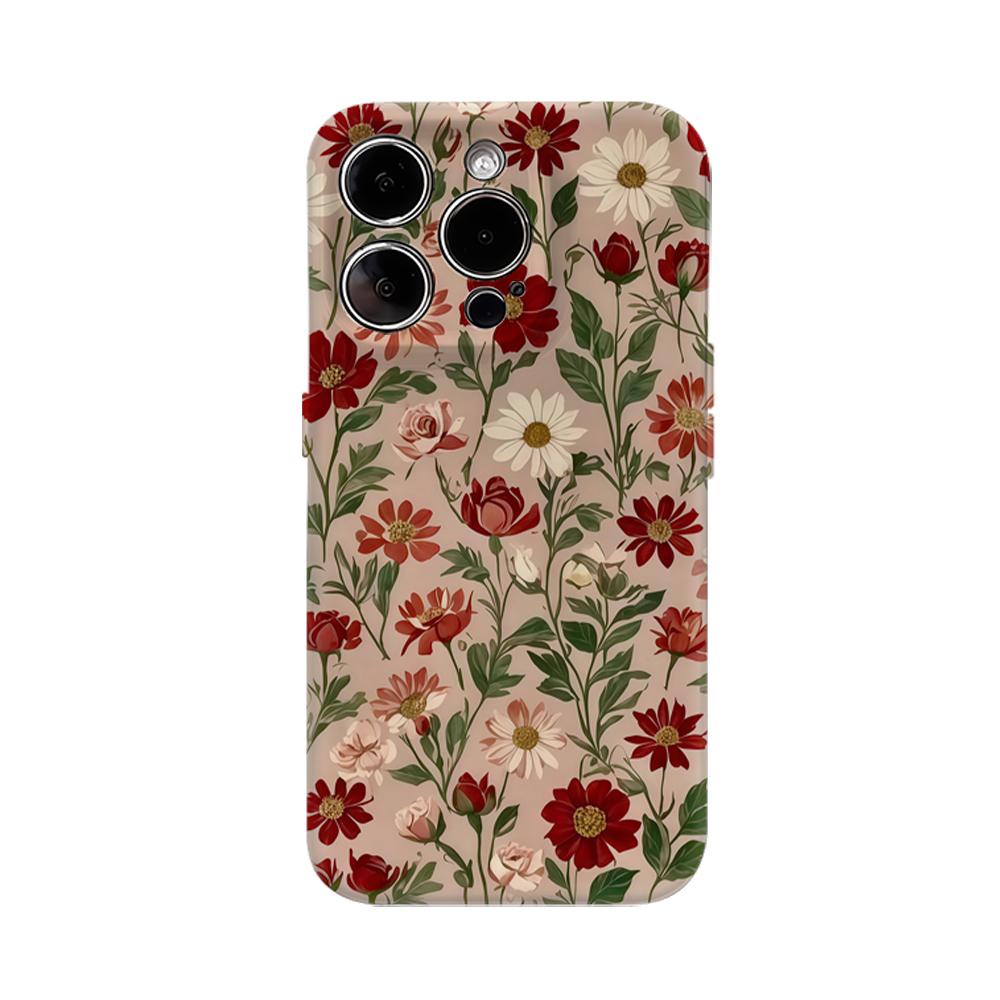 

Красные Цветы Ретро Чехол для Телефона для IPhone 16 15 14 13 12 11 X XS XR XSMAX 7 8 Pro Max Plus Двухслойная Задняя Крышка IPHONEXSMAX