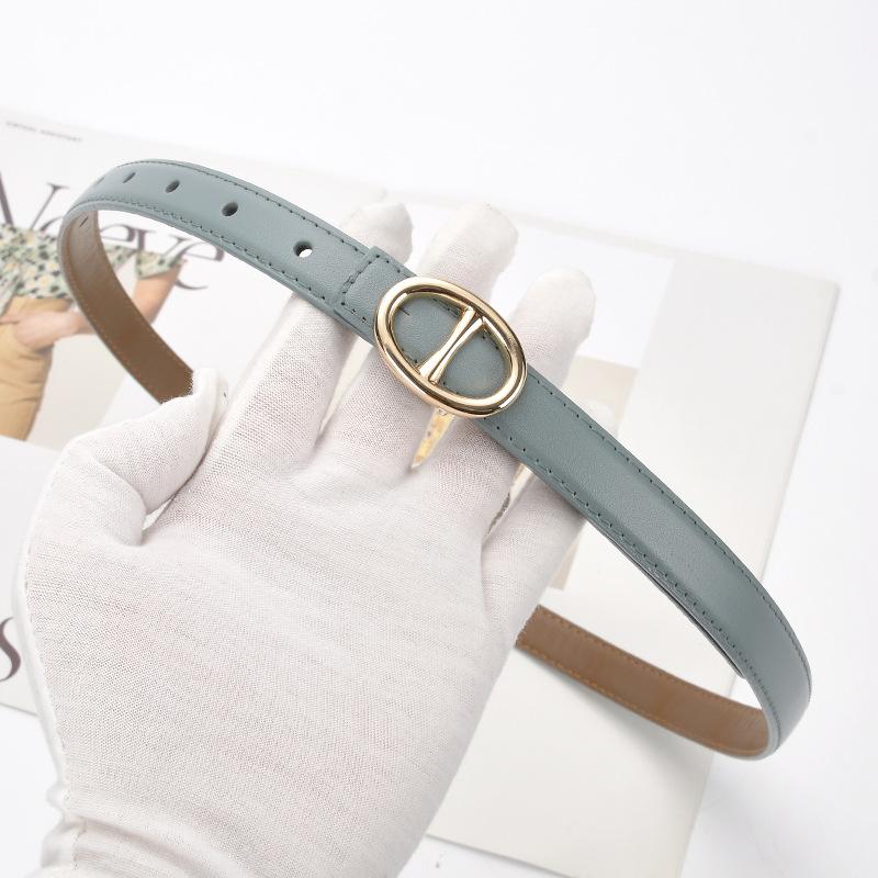 Women's Belt, Oval Pig Nose, Smooth Buckle, Thin Belt, Simple Jeans, Suit, Dress, Belt, Women's Trendy