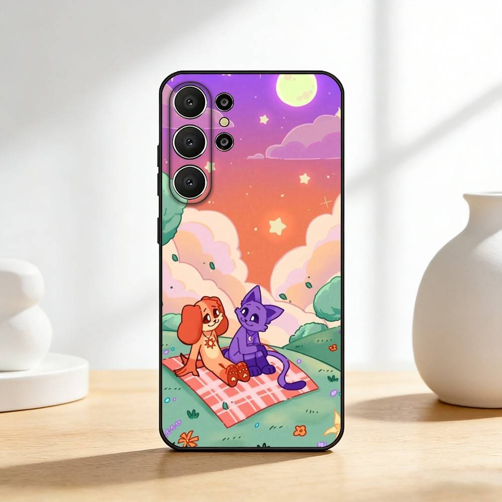 Cute C-Catnap and D-Dogday Phone Case For Samsung S26,S25,S24,S21,S22,S23,S30,Ultra,S20,FE,Lite,10,9,Black Cover
