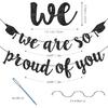 Graduation Decorations 2026, Black Glitter Congrats Grad Banner - We Are So Proud of You Congratulation Banner, Graduation Decorations Class Fo 2026