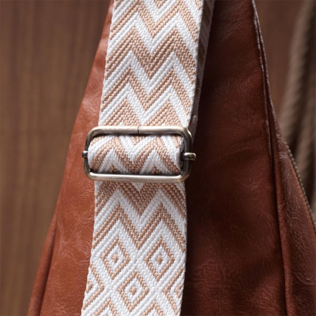 Damska torba z ekoskóry z akcentem na tekstylny pasek VINTAGE Bag 22773 Rudy