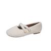 Autumn and winter large size new French pearl small fragrant wind shallow mouth Doudou cotton shoes women's velvet Mary Jane Mao Mao shoes