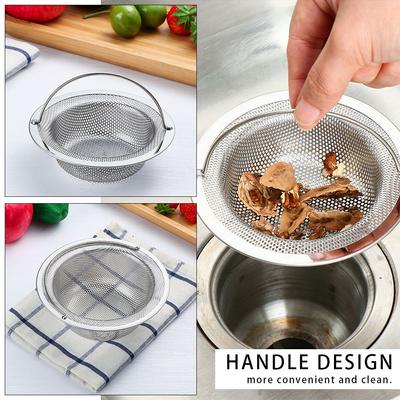 Stainless Steel Waste Drainer Cleaning Sink Strainer Plug Filter Basket Food Hair Stopper Colander