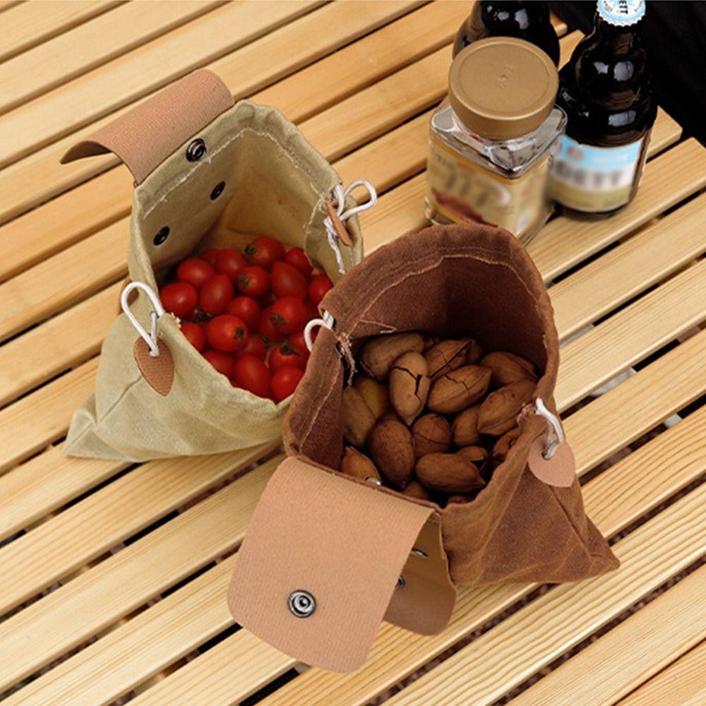 PU Leather Canvas Storage Bag Waxed Canvas Tool Waist Pack Portable Garden Picking Pouch  Hiking