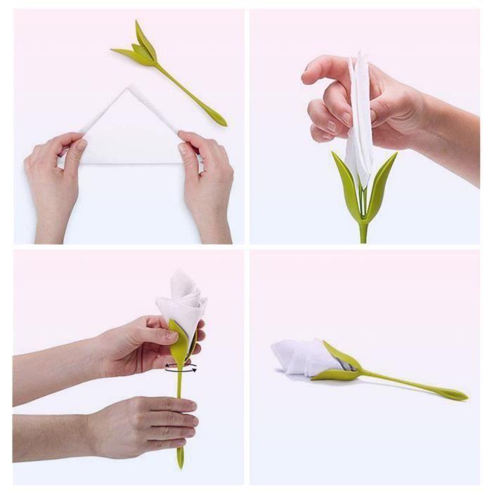 Napkin Holders - ABS - 12 Pcs - Green Stems - Flowers - Table Decoration