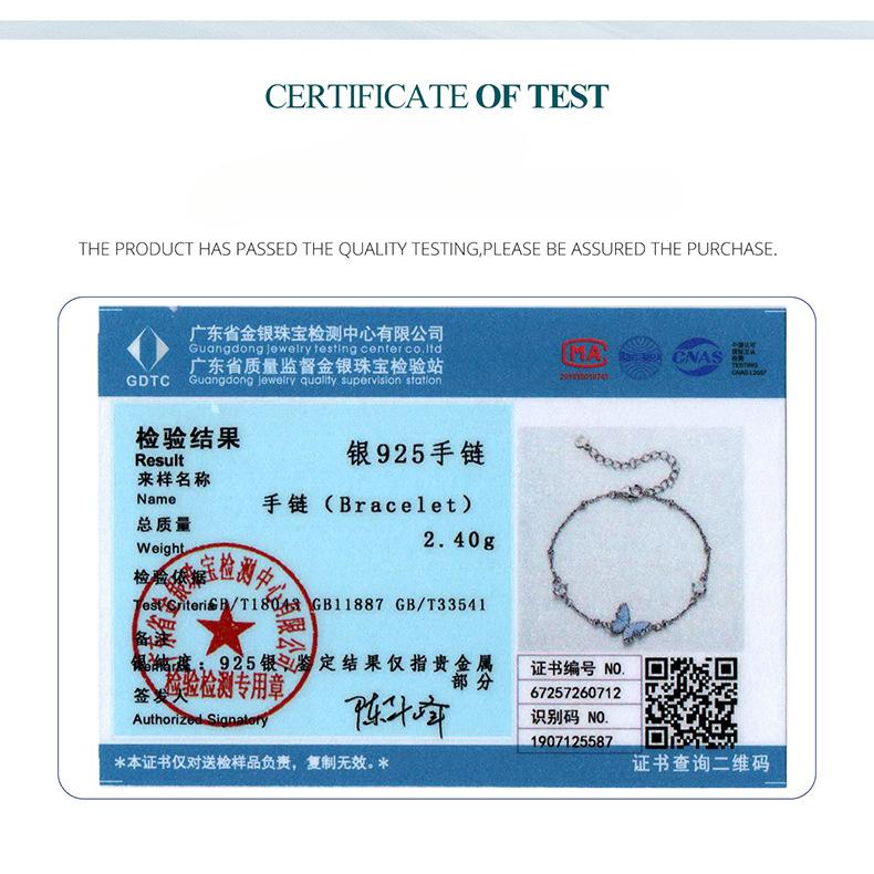Blue Oil Drop Butterfly Bracelet Women'S Cross-Border Simple Mori S925 Sterling Silver Bracelet Jewelry