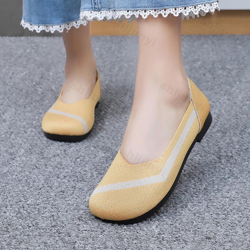 Mode Sommer Damen Flyknit Schuhe 2025 Neue Mode Atmungsaktiv Slipper Freizeitschuhe Leicht Bequem Weiche Sohle Rutschfeste Ballerinas