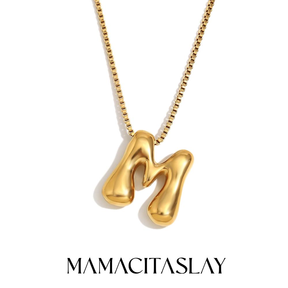MamacitaSlay Creative 18K Gold Plated Stainless Steel Letter Pendant Necklace Party Waterproof jewelry Unisex Minimalist Gift