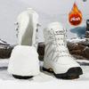 Pelzgefütterte Schneestiefel Damenmode High-Top Stiefel Warme Winter Outdoor Schuhe zum Wandern, Spazierengehen, Trekking Rutschfeste Plüsch-Baumwollschuhe