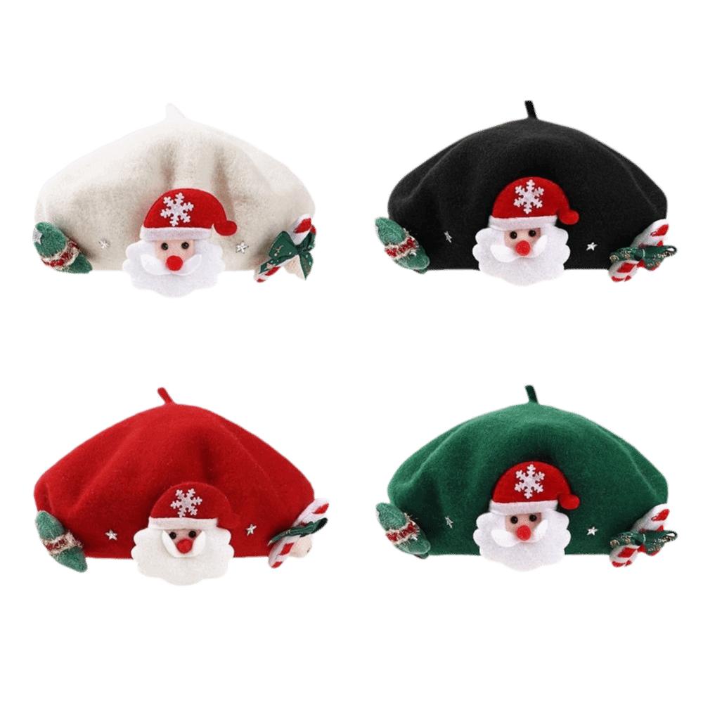 Wool Felt Material Painter Beret Hat Red Green Color Wool Beret Hat Christmas Party