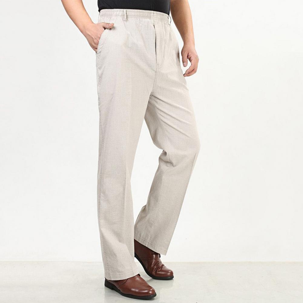 Klassische Herrenhose mit hoher Taille und tiefem Schritt, schnelltrocknende Herrenhose, elastischer Bund, gerade, dünne Hose für den täglichen Gebrauch
