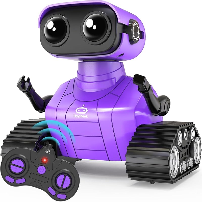 Rechargeable Emo Robot with Auto-Demonstration - Remote Control Smart Robot Toy Gift for Kids Age 3+ - Purple фиолетовый