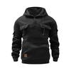 Men's Winter Solid Color Button-Down Collar Multi-Pocket Hoodie Men's Sports Plus Size Casual Sweatshirt