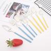 Newest Orange Silver 304 Stainless Steel Dinnerware High Quality 24Pcs Cutlery Set Matte Blue Flatware Knife Fork Spoon Hanging Tableware Set